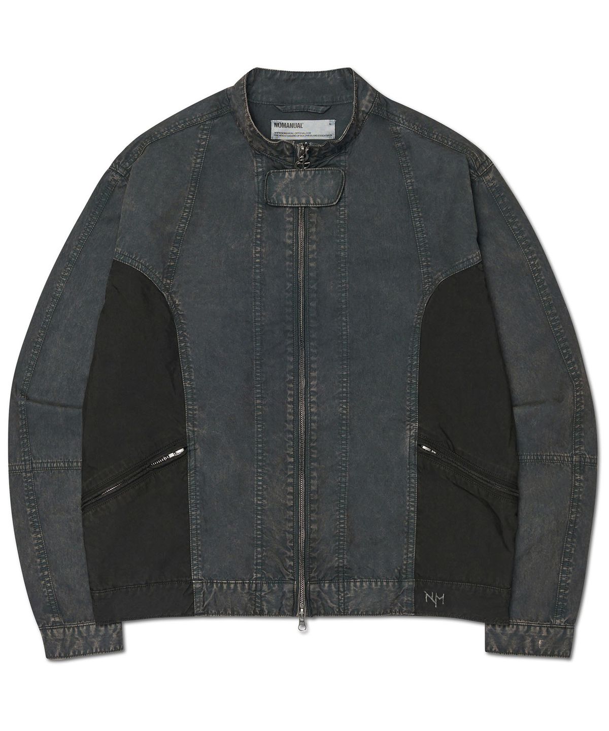 노매뉴얼(NOMANUAL) OVERDYED TWO-TONE JACKET - BLACK