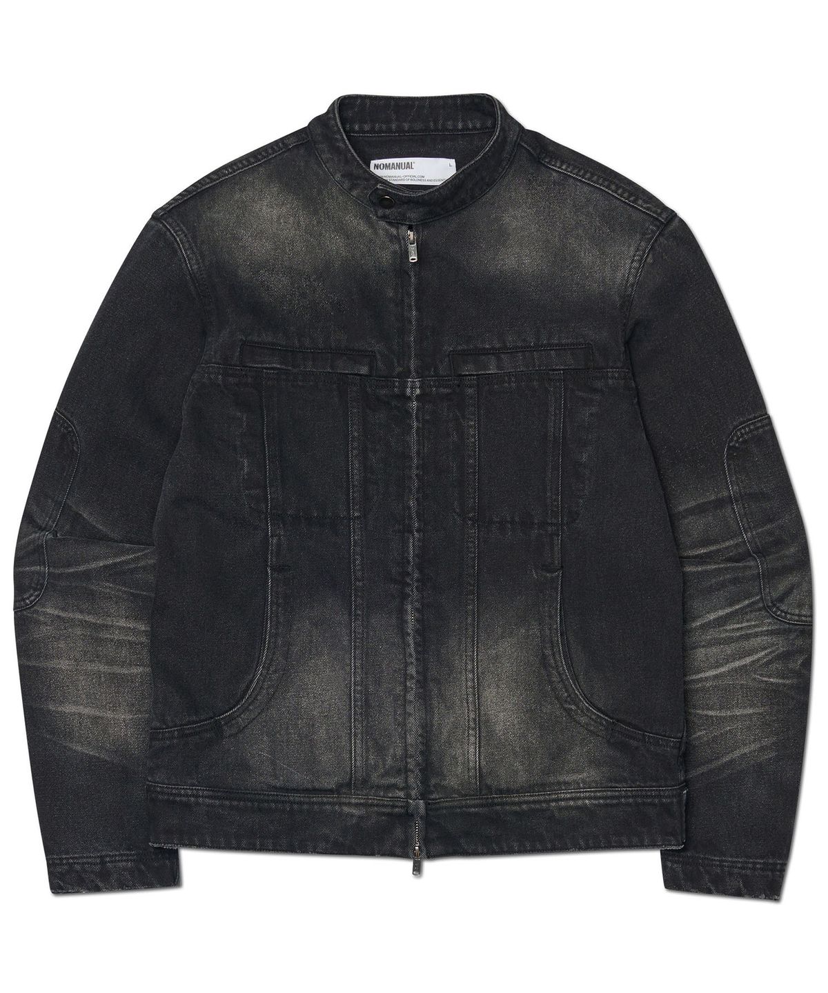 노매뉴얼(NOMANUAL) WASHED DENIM RIDER JACKET - WASHED BLACK