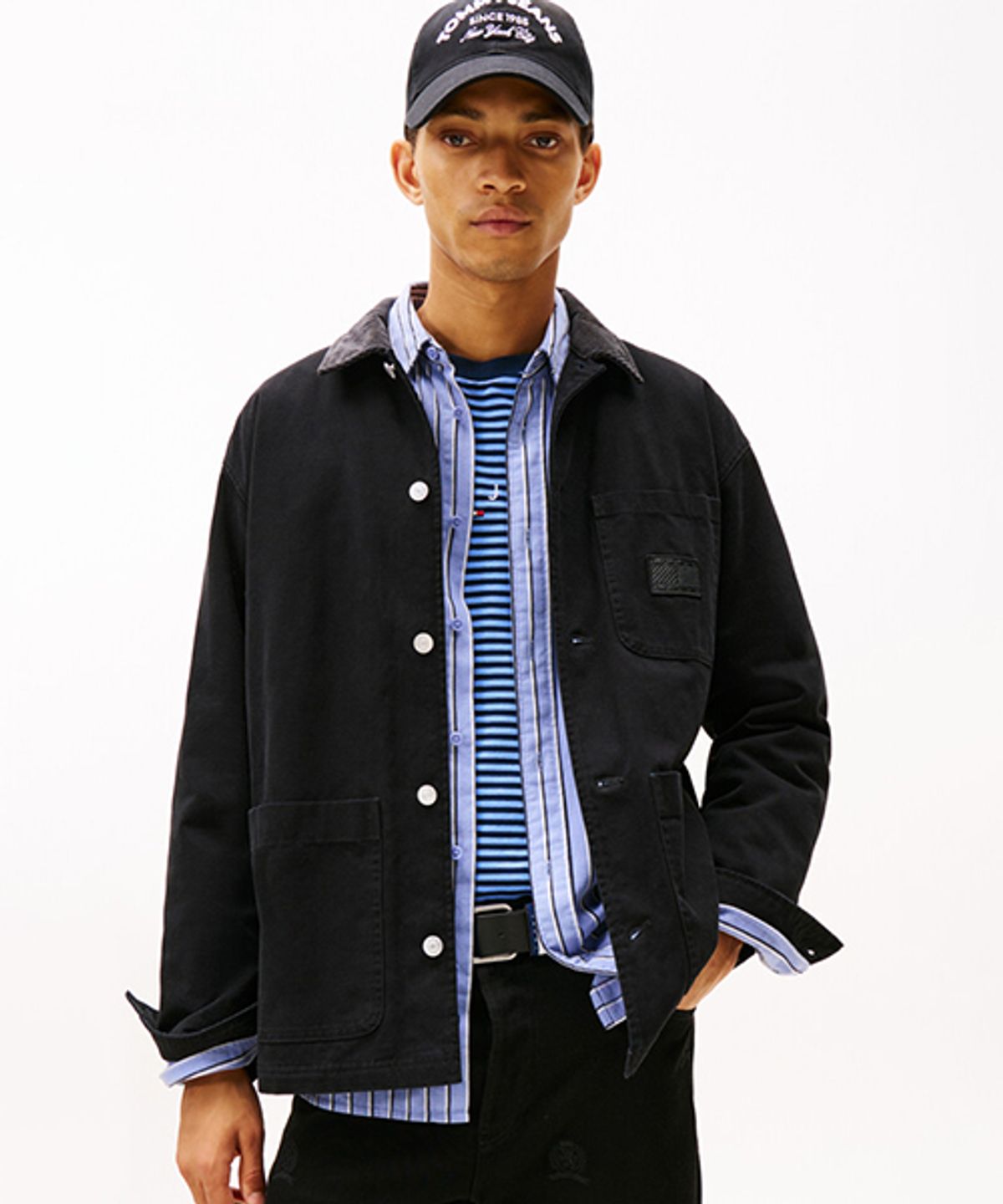 타미진스(TOMMY JEANS) 코튼 캔버스 패디드 셔츠 (T32G0WSH30TMT1BDS)