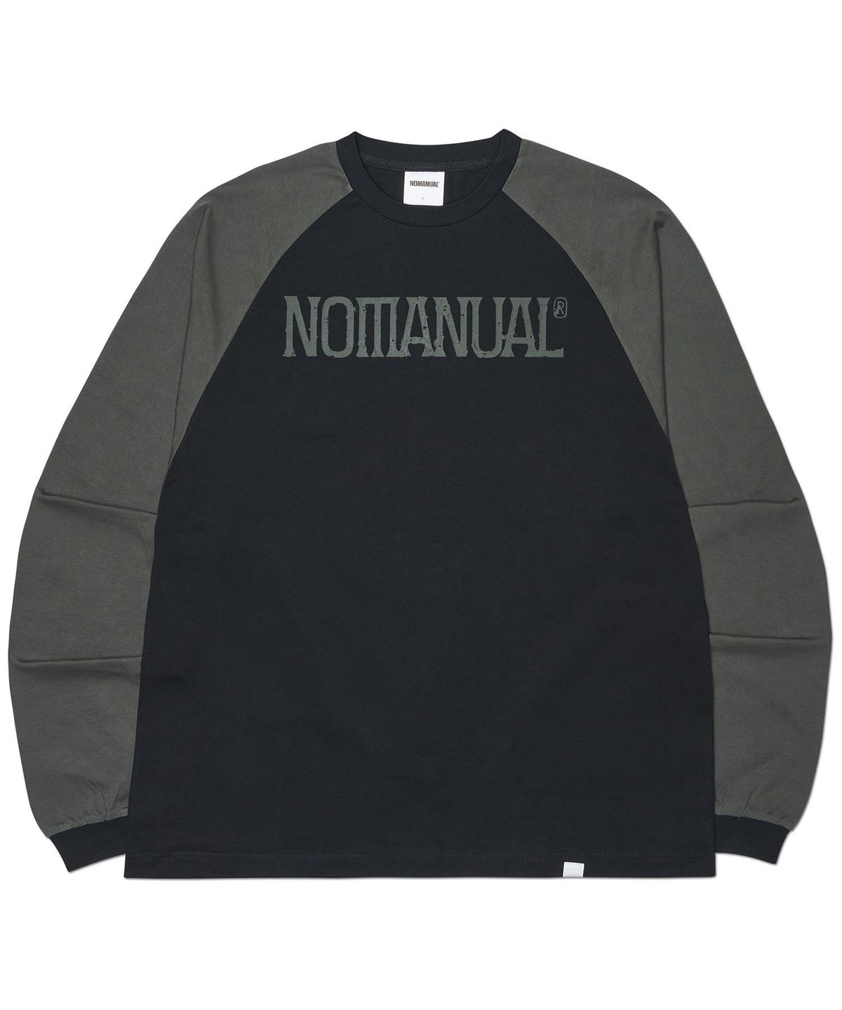 노매뉴얼(NOMANUAL) DUO TONE RAGLAN LONG SLEEVE TEE - BLACK