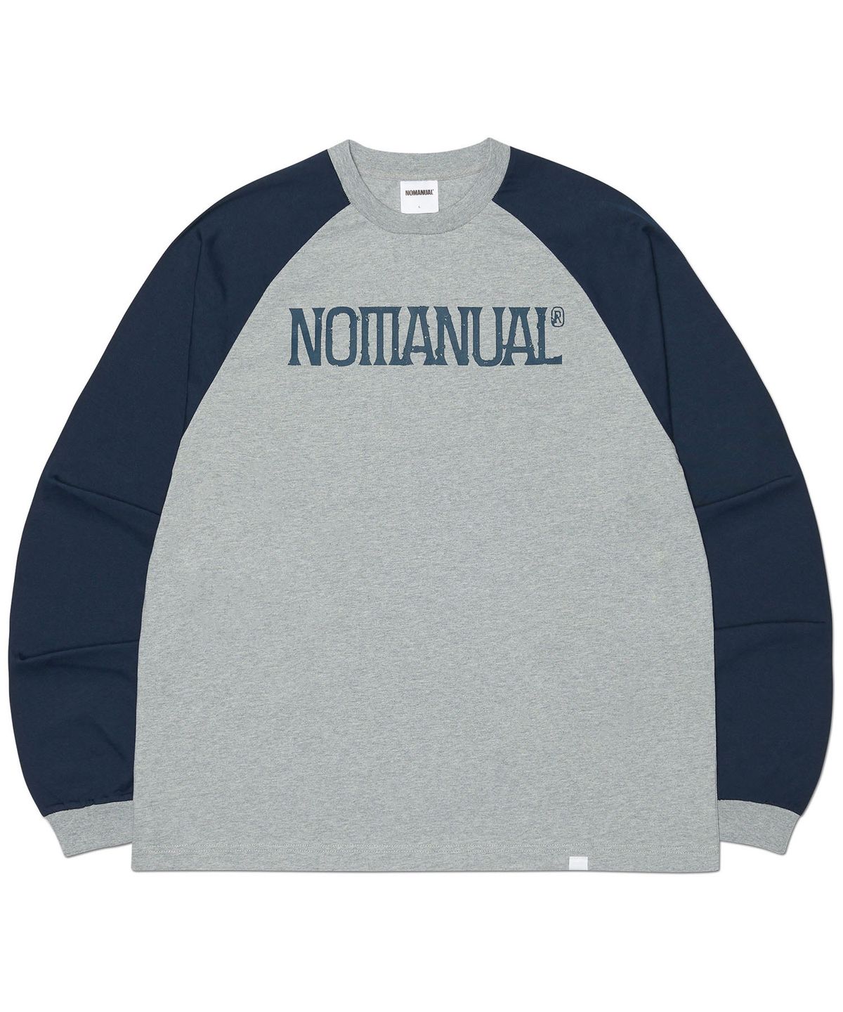 노매뉴얼(NOMANUAL) DUO TONE RAGLAN LONG SLEEVE TEE - DARK NAVY