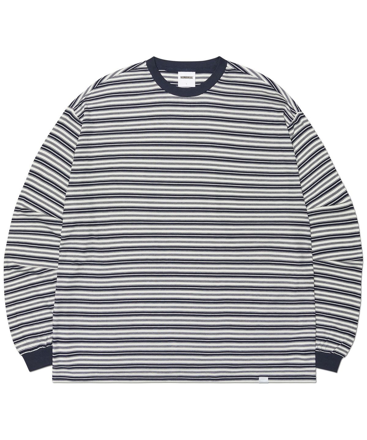노매뉴얼(NOMANUAL) OFFBEAT STRIPE LONG SLEEVE TEE - BLACK