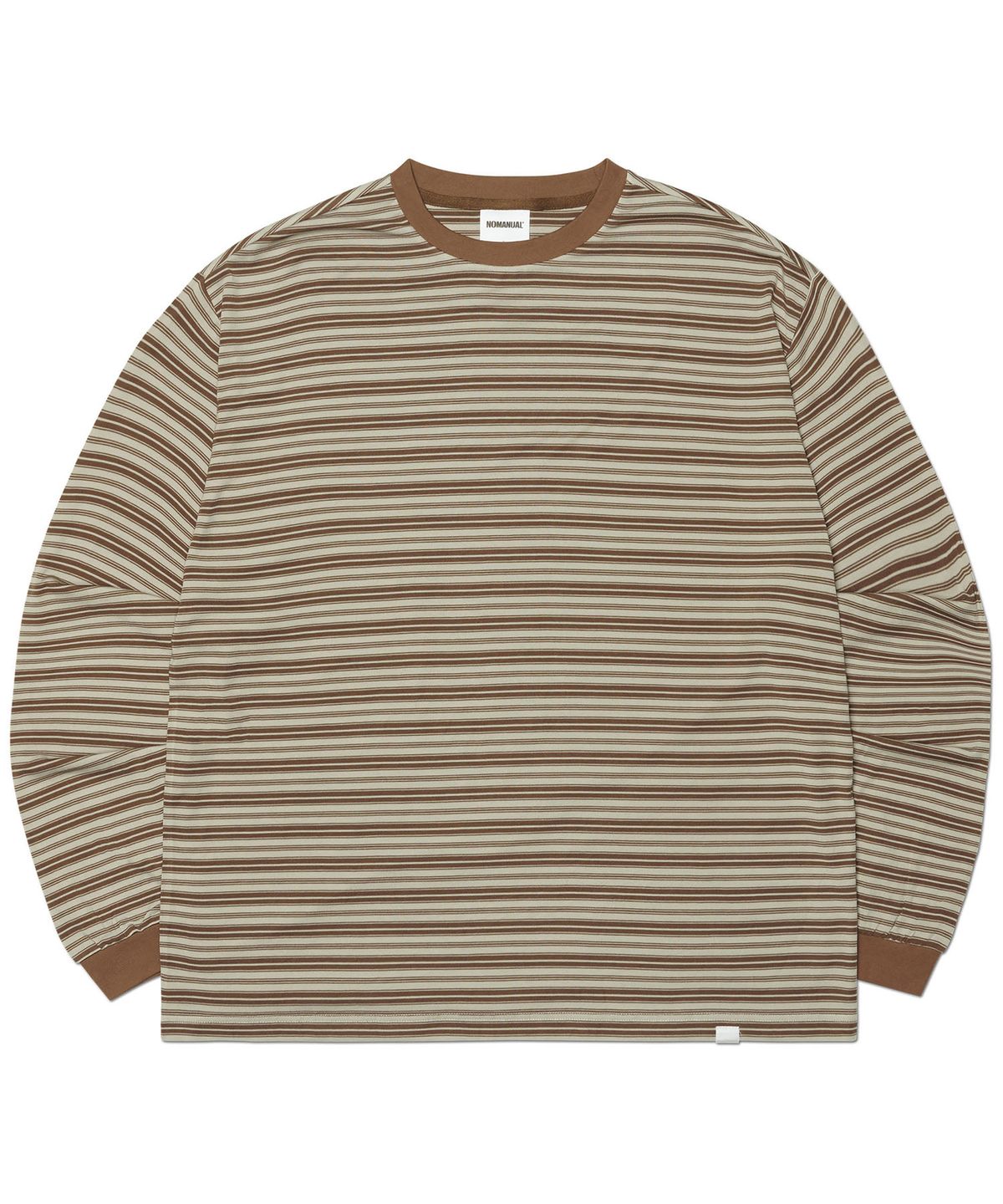 노매뉴얼(NOMANUAL) OFFBEAT STRIPE LONG SLEEVE TEE - BROWN