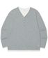 LAYERED HENLEY NECK LONG SLEEVE TEE - GRAY