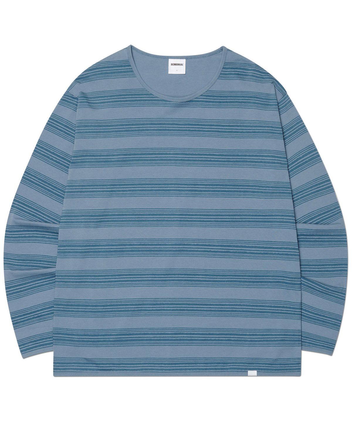 노매뉴얼(NOMANUAL) PAINTED STRIPE LONG SLEEVE TEE - BLUE