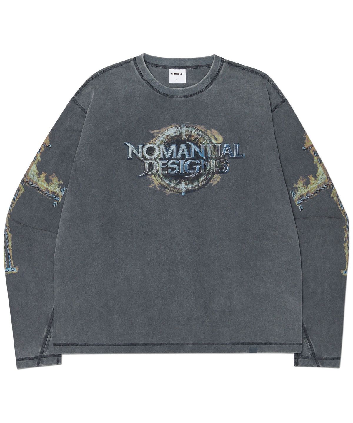 노매뉴얼(NOMANUAL) ARC CORE LONG SLEEVE TEE - WASHED CHARCOAL
