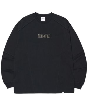 EMBROIDERED LOGO LONG SLEEVE TEE - BLACK