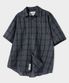 체크 오버핏 반팔 셔츠 [차콜]