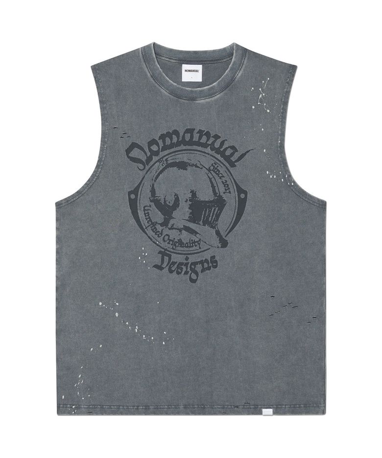 JOUST WASHED SLEEVELESS TEE - WASHED GRAY