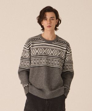 자카드 노르딕 니트