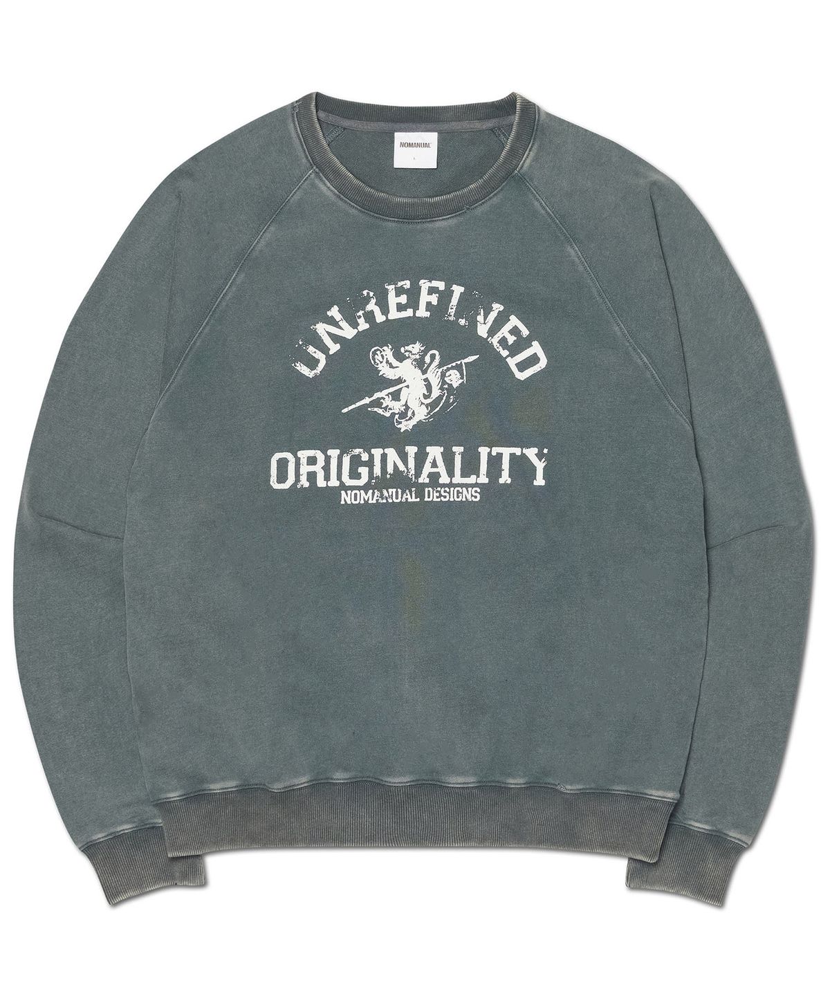 노매뉴얼(NOMANUAL) UNREFINED EMBLEM RAGLAN SWEATSHIRT - WASHED GRAY