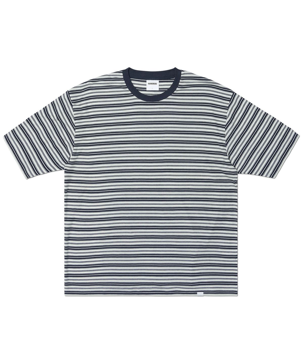 노매뉴얼(NOMANUAL) OFFBEAT STRIPE T-SHIRT - BLACK