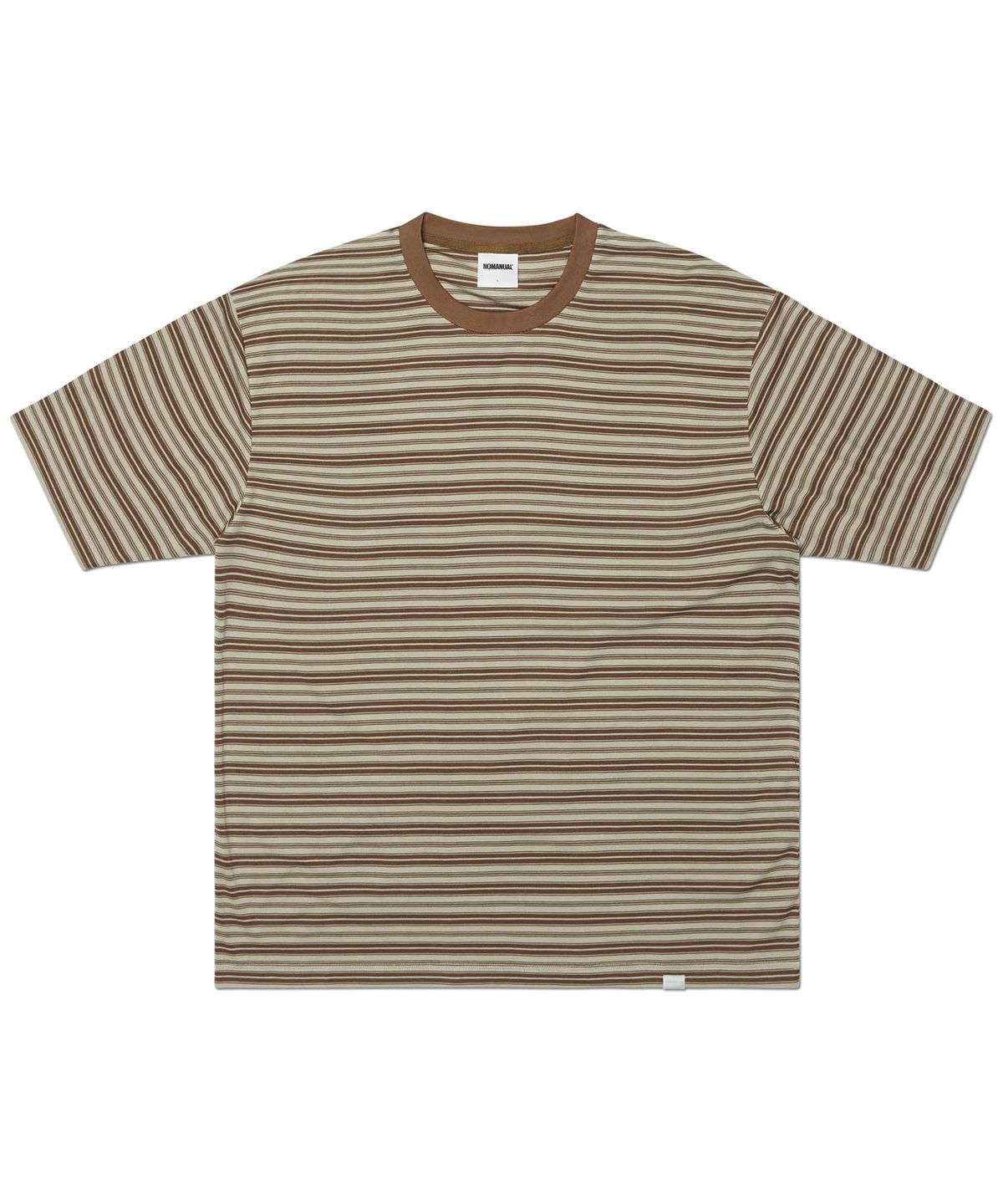 노매뉴얼(NOMANUAL) OFFBEAT STRIPE T-SHIRT - BROWN