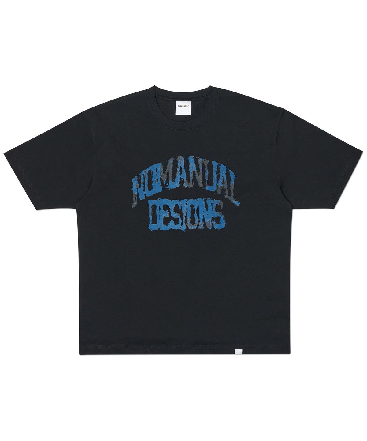 노매뉴얼(NOMANUAL) SMEAR ARCH LOGO T-SHIRT - BLACK