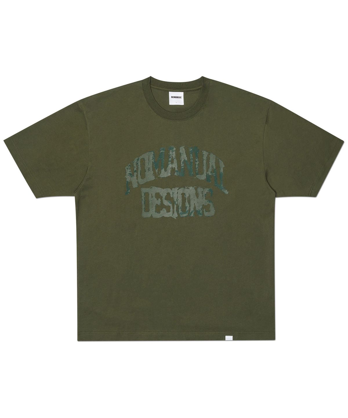 노매뉴얼(NOMANUAL) SMEAR ARCH LOGO T-SHIRT - KHAKI