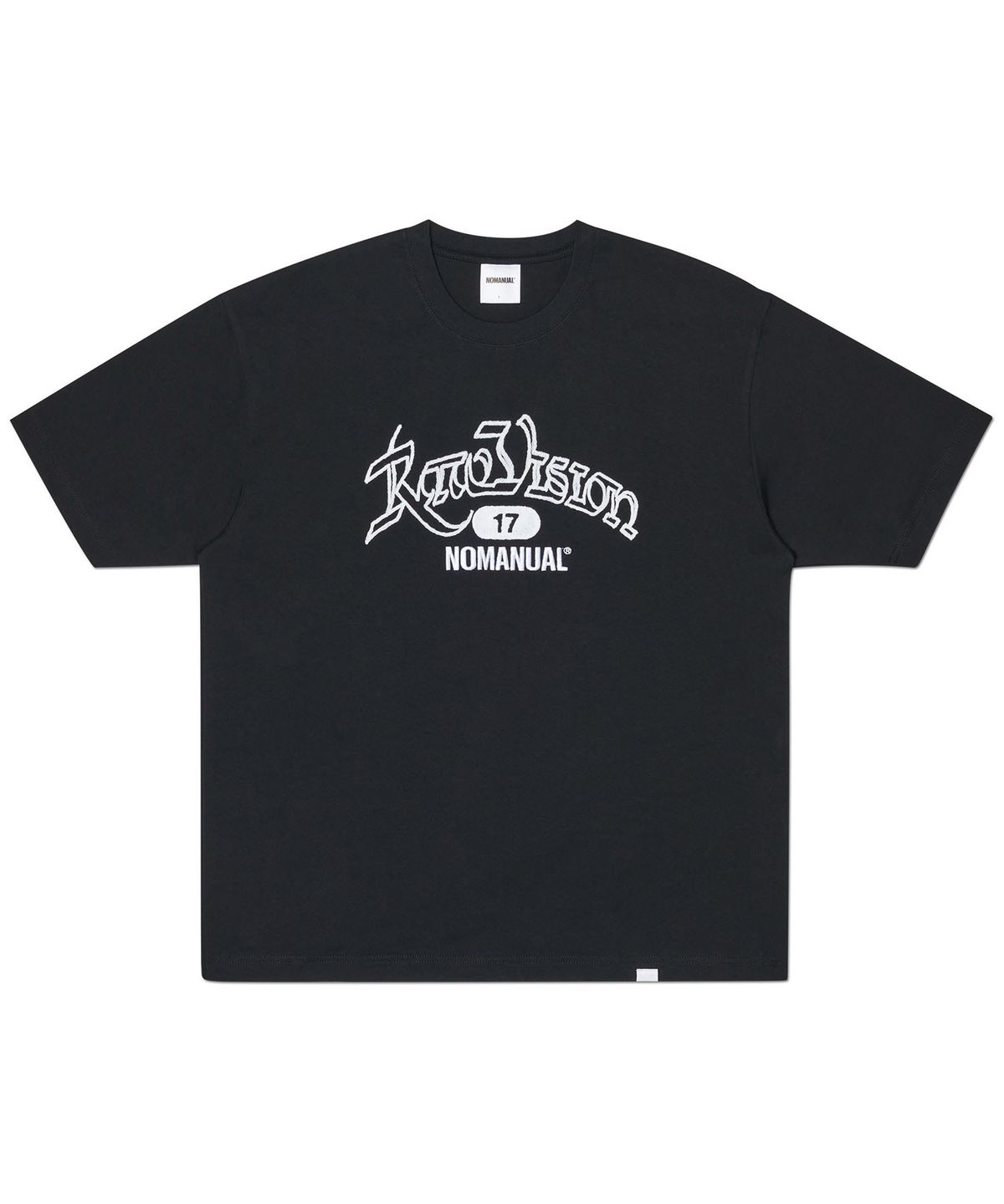 노매뉴얼(NOMANUAL) RAW CHAIN STITCHED T-SHIRT - BLACK