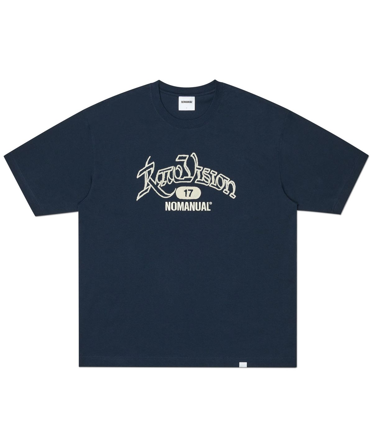 노매뉴얼(NOMANUAL) RAW CHAIN STITCHED T-SHIRT - DARK NAVY