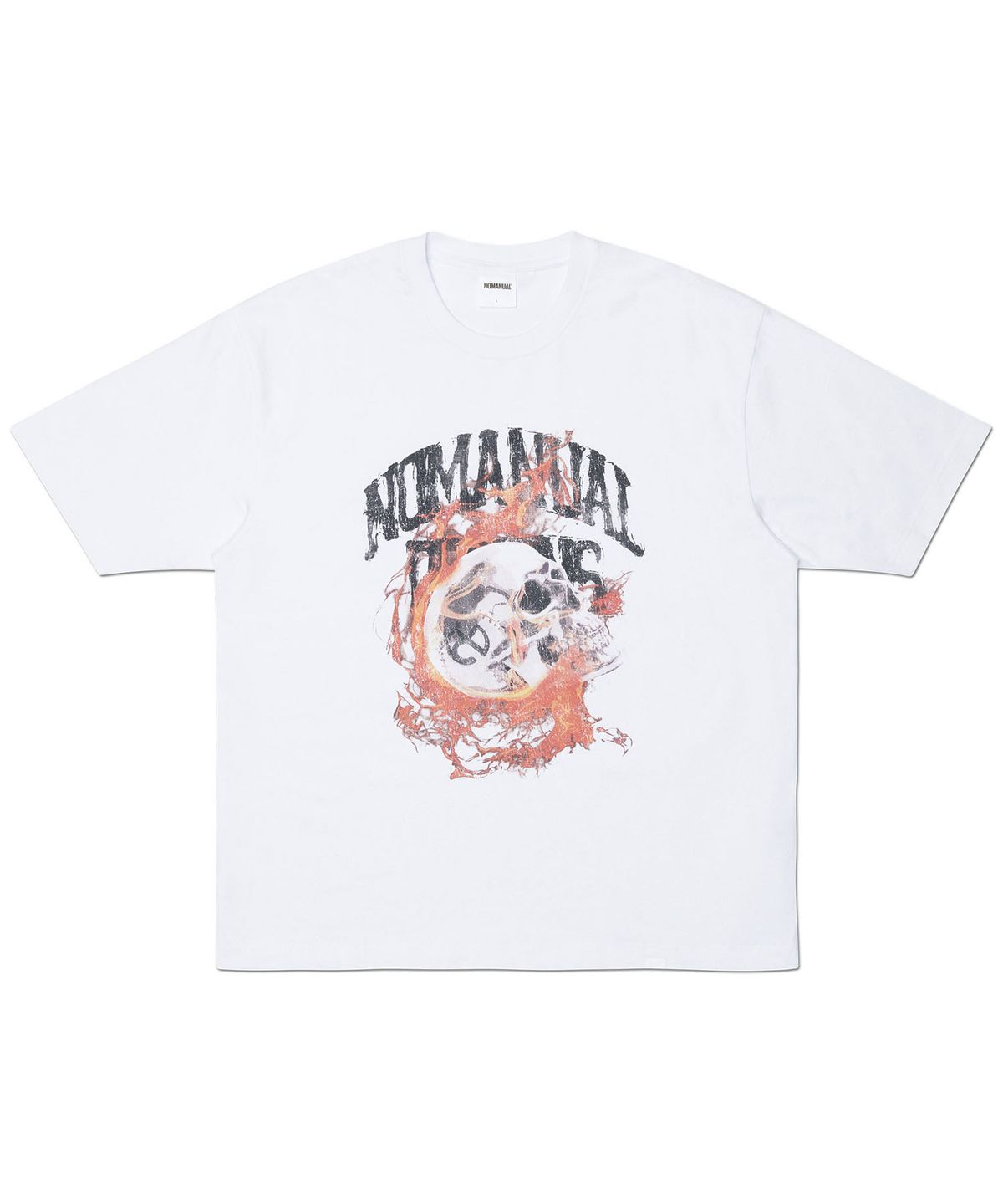 노매뉴얼(NOMANUAL) BLAZING SKULL T-SHIRT - WHITE