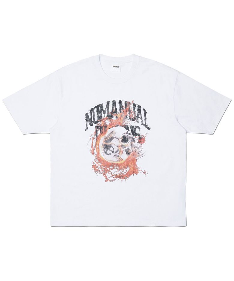 BLAZING SKULL T-SHIRT - WHITE