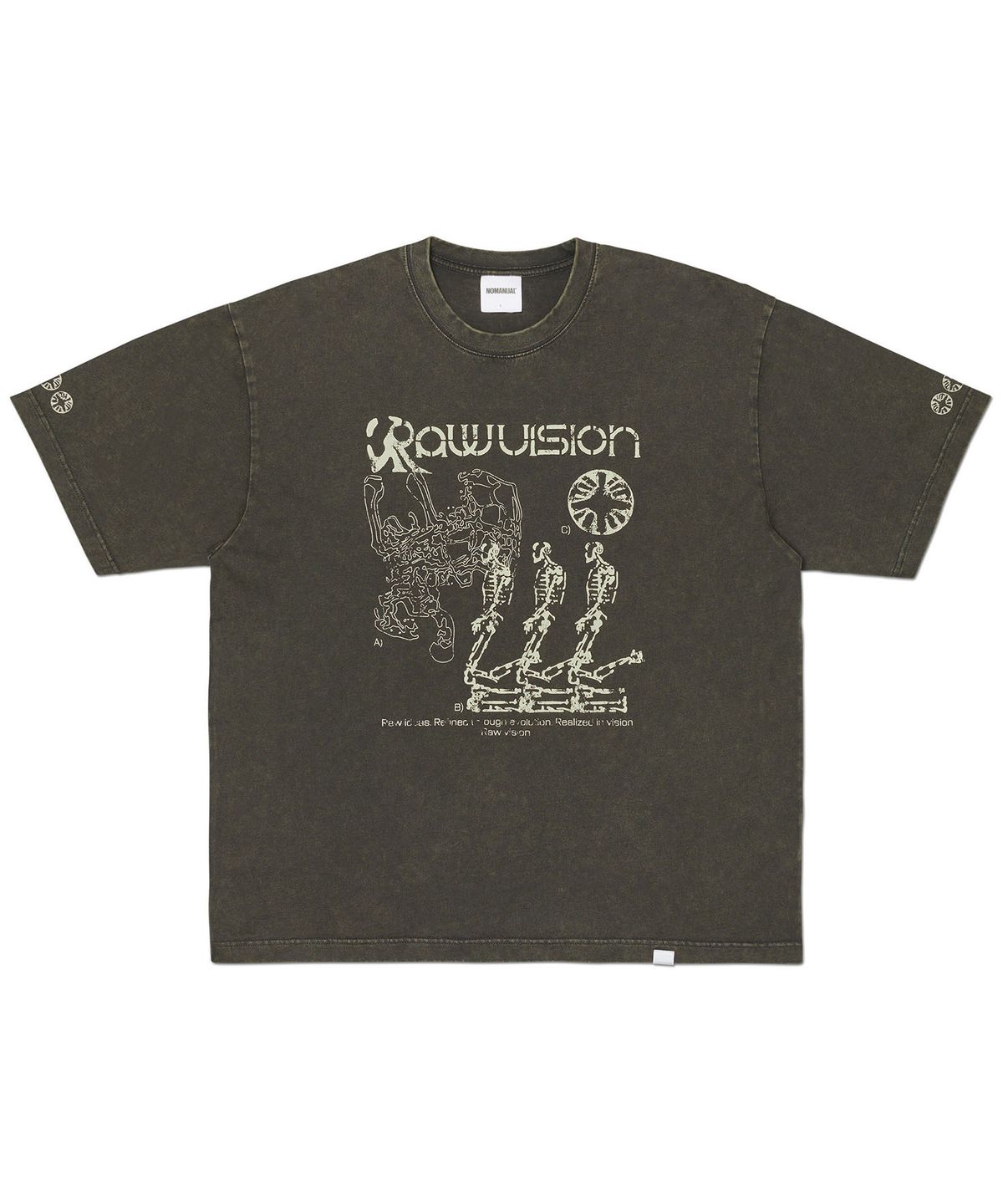 노매뉴얼(NOMANUAL) S.I WASHED T-SHIRT - WASHED CHARCOAL