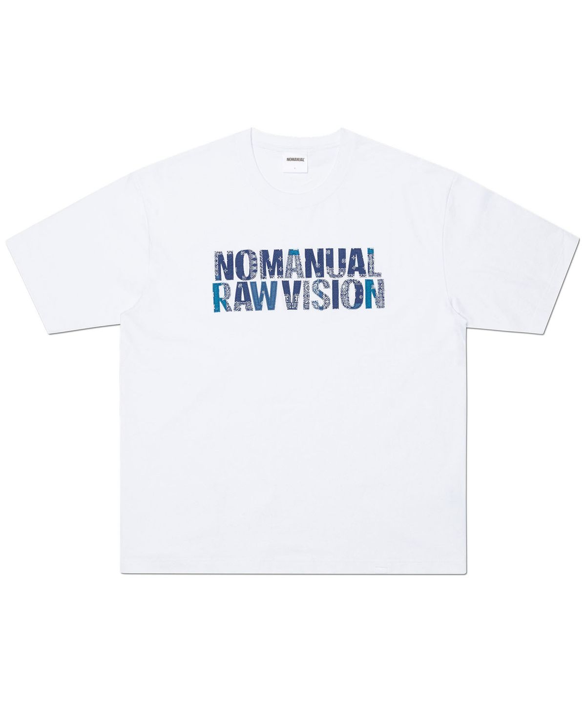 노매뉴얼(NOMANUAL) PAISLEY APPLIQUE T-SHIRT - WHITE