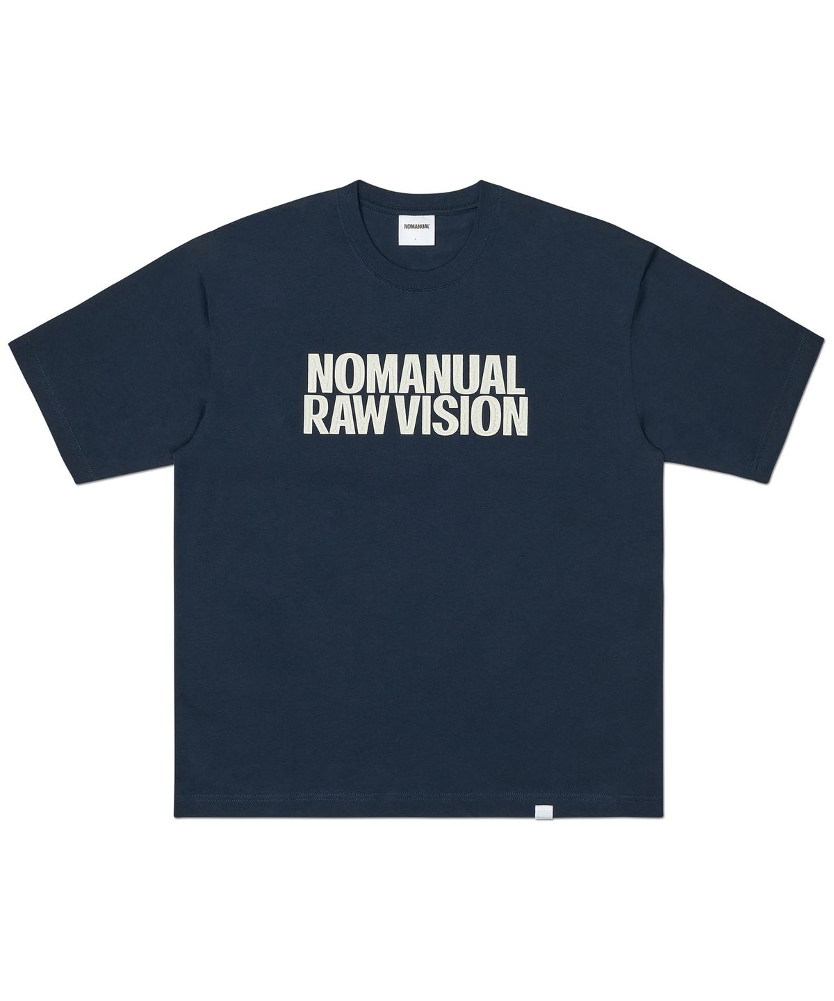 노매뉴얼(NOMANUAL) ROUGH TEXTURE PRINT T-SHIRT - DARK NAVY