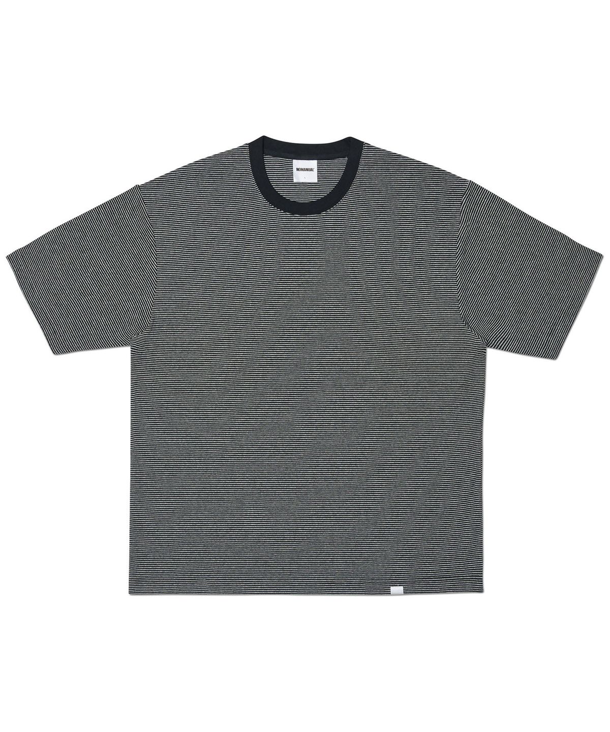 노매뉴얼(NOMANUAL) FINE STRIPE T-SHIRT - BLACK