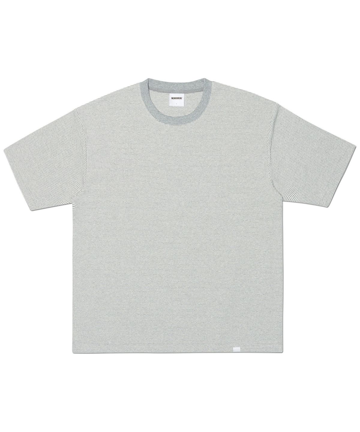 노매뉴얼(NOMANUAL) FINE STRIPE T-SHIRT - GRAY