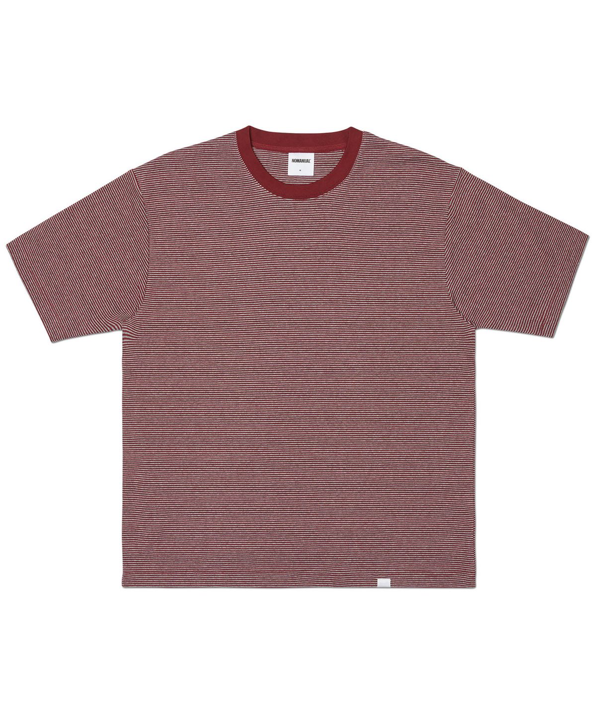 노매뉴얼(NOMANUAL) FINE STRIPE T-SHIRT - BURGUNDY