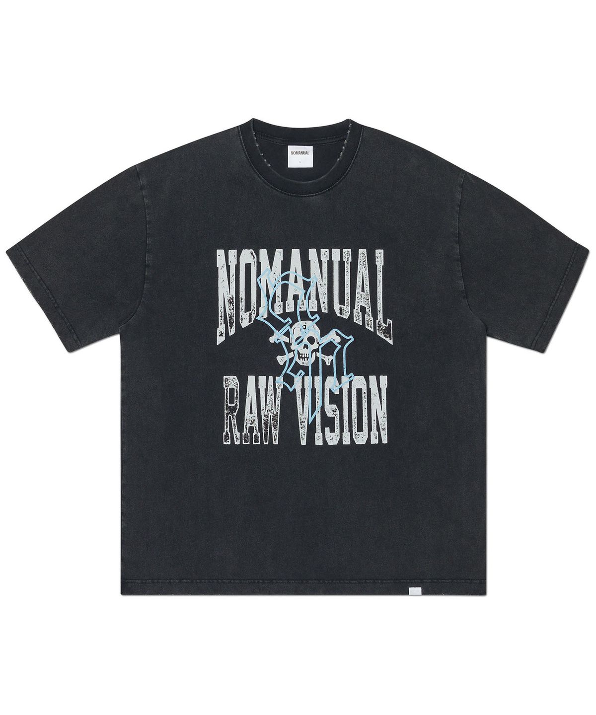 노매뉴얼(NOMANUAL) NM SKULL T-SHIRT - WASHED BLACK