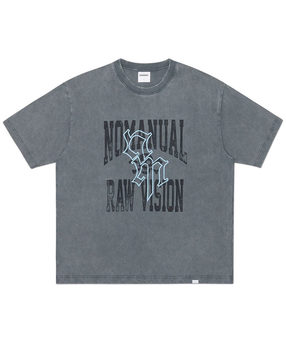 노매뉴얼(NOMANUAL) NM SKULL T-SHIRT - WASHED GRAY