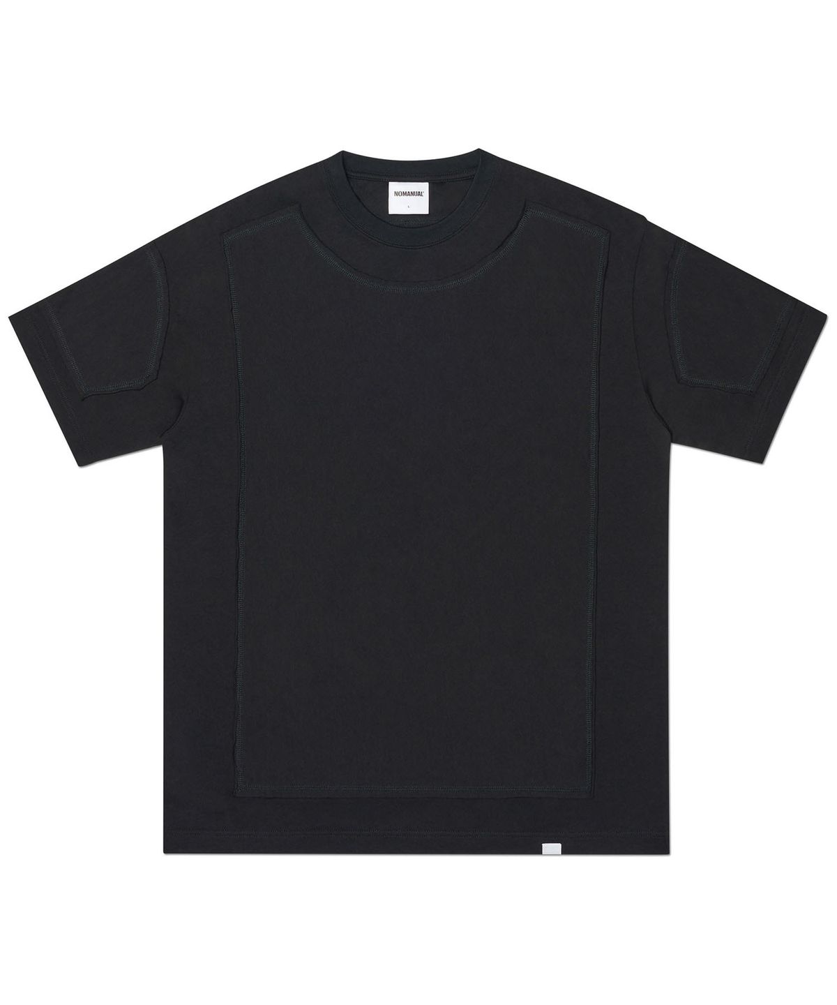노매뉴얼(NOMANUAL) OVERLAY T-SHIRT - BLACK