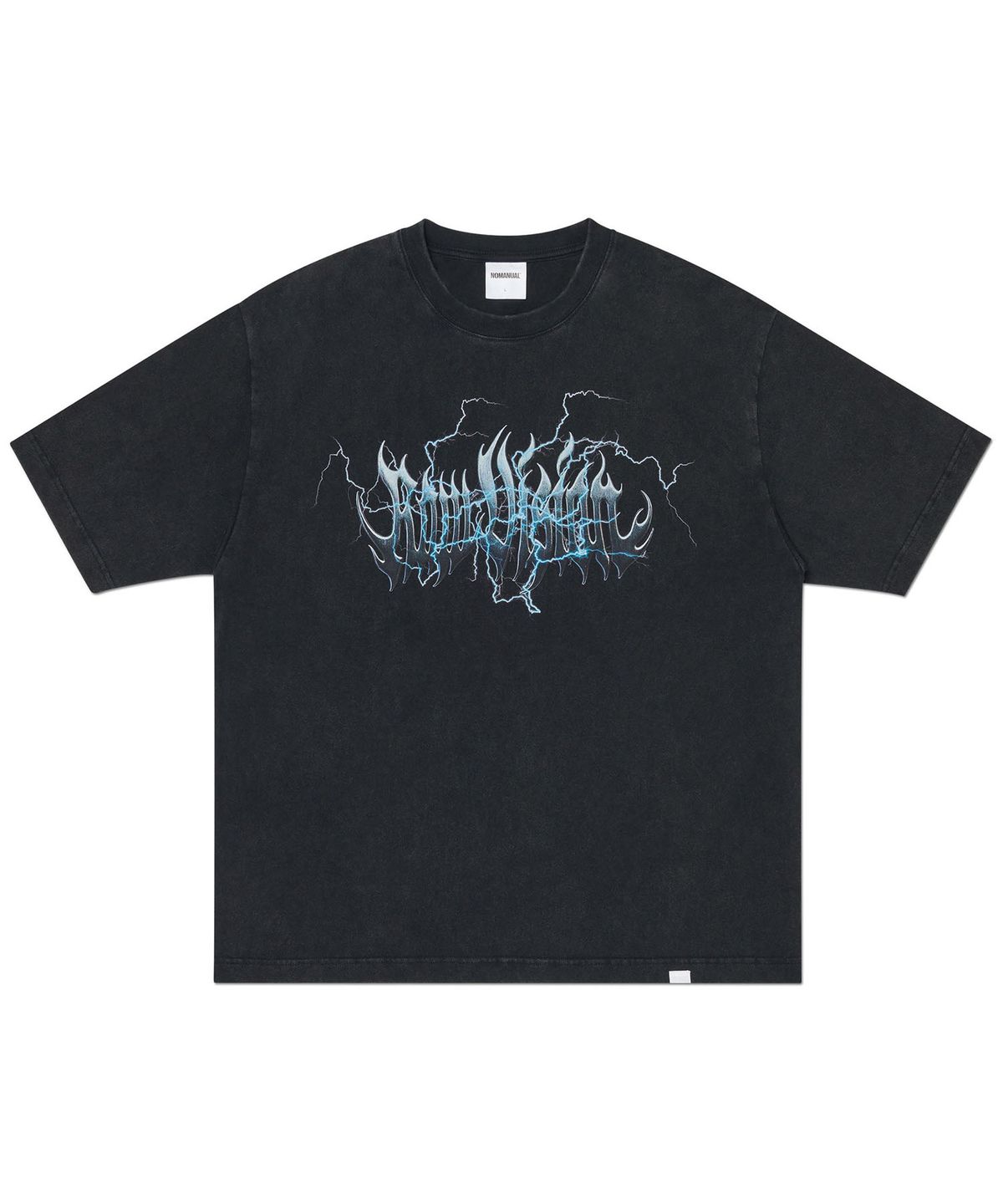 노매뉴얼(NOMANUAL) LIGHTNING RAW VISION T-SHIRT - WASHED BLACK