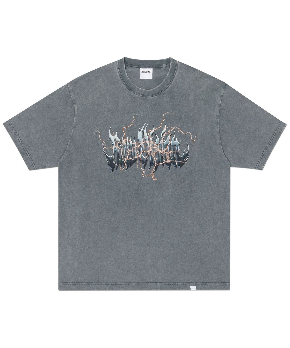 노매뉴얼(NOMANUAL) LIGHTNING RAW VISION T-SHIRT - WASHED CHARCOAL