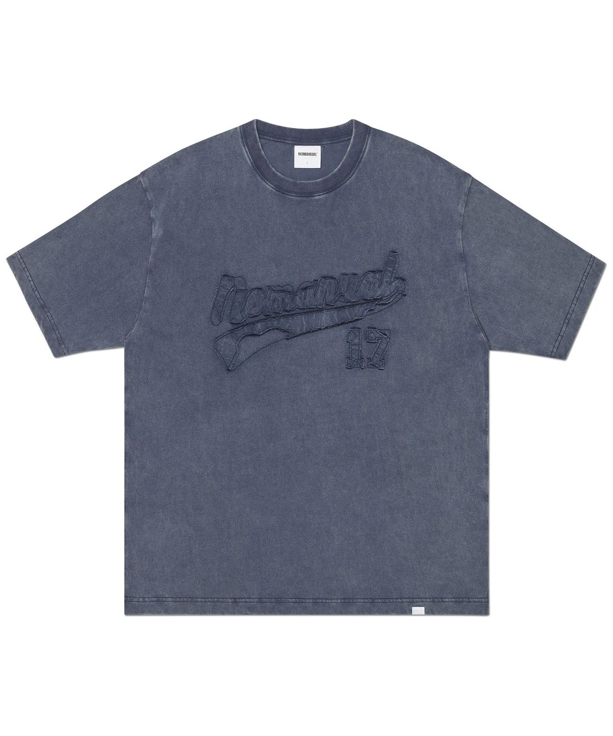 노매뉴얼(NOMANUAL) APPLIQUE T-SHIRT - WASHED NAVY