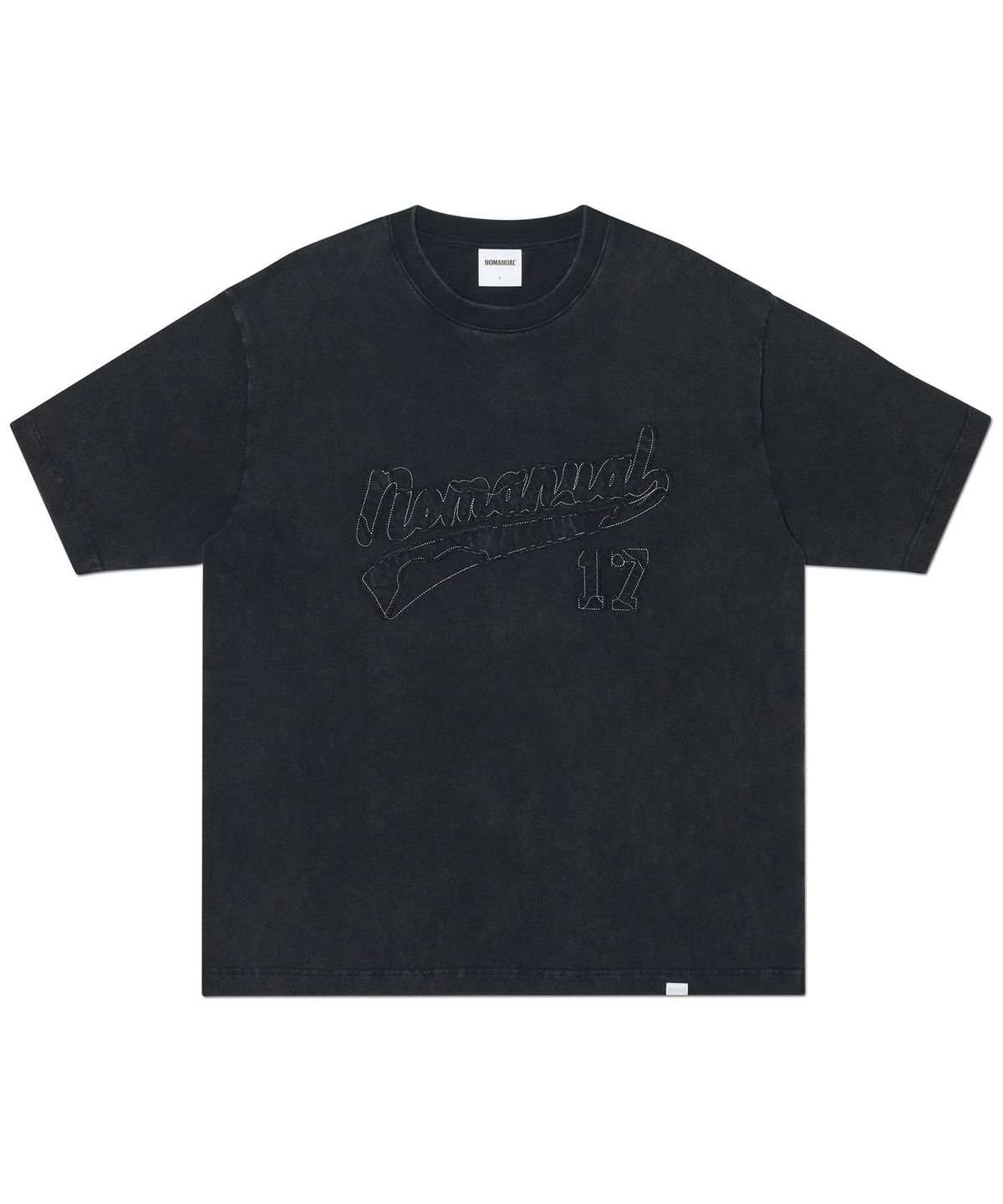노매뉴얼(NOMANUAL) APPLIQUE T-SHIRT - WASHED BLACK