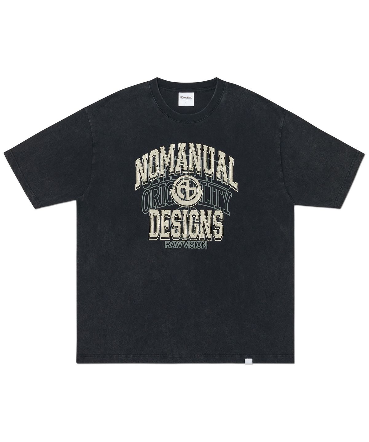 노매뉴얼(NOMANUAL) LAYERED ARCH GRAPHIC T-SHIRT - WASHED BLACK