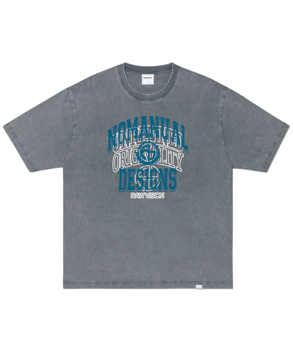 노매뉴얼(NOMANUAL) LAYERED ARCH GRAPHIC T-SHIRT - WASHED CHARCOAL