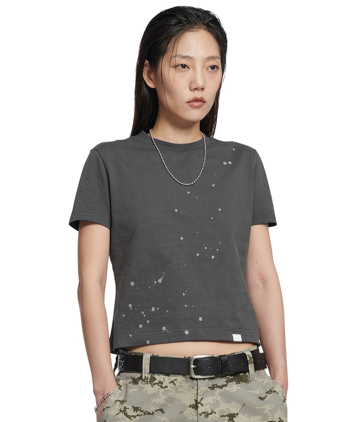 노매뉴얼(NOMANUAL) NM PAINTED T-SHIRT (WOMAN) - CHARCOAL
