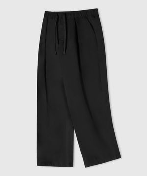 린넨 라이크 밴딩 와이드 팬츠 [블랙]