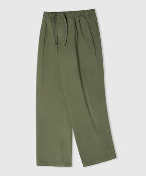 린넨 라이크 밴딩 와이드 팬츠 [연카키]