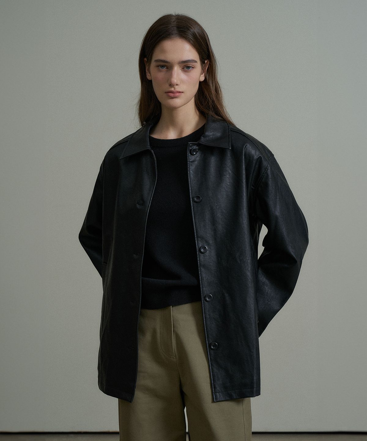 베르봄(VERBOM) Classic leather jacket_Black