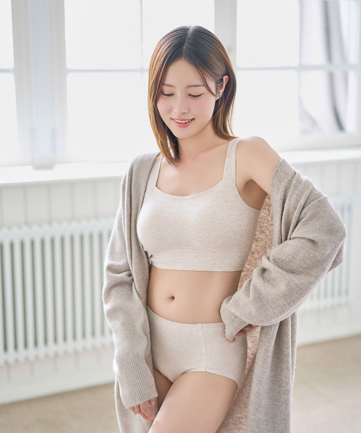 감탄(GAMTAN) 멜란지 골지 런닝형 (브라1+팬티1) 1SET