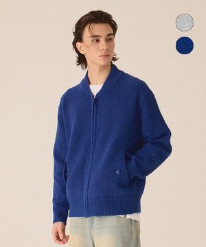 부클 바시티 니트 점퍼 -2color