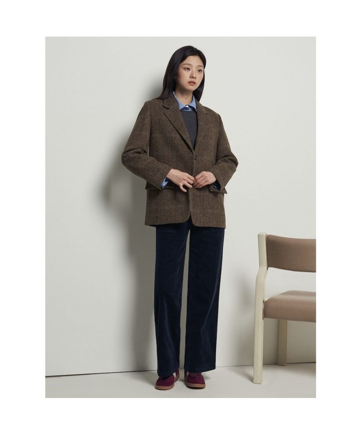 빈폴 레이디스(BEANPOLE LADIES) 코듀로이 와이드 팬츠  네이비 (BF5921C26R)