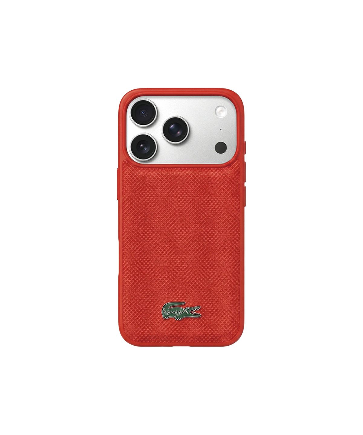 라코스테 케이스(LACOSTE CASE) 하드 아이코닉 페티피케 PU 래커 로고 맥세이프 케이스 레드 아이폰 17 프로