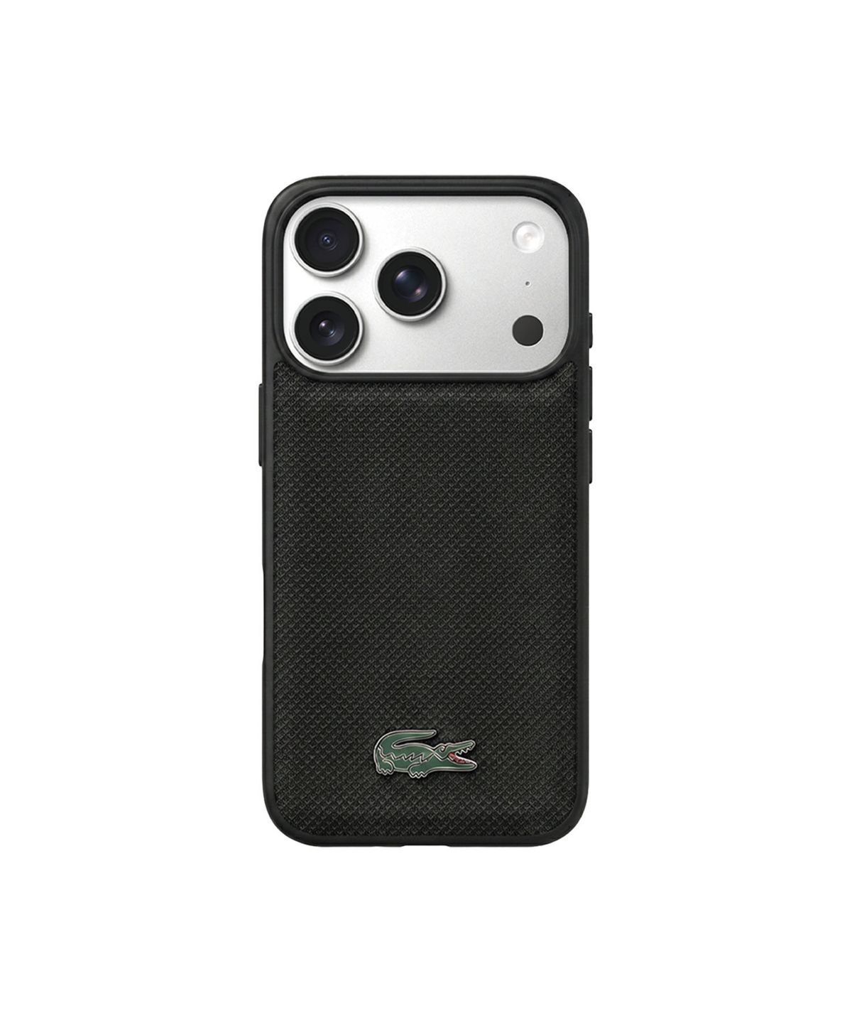 라코스테 케이스(LACOSTE CASE) 하드 아이코닉 페티피케 PU 래커 로고 맥세이프 케이스 블랙 아이폰 17 프로맥스