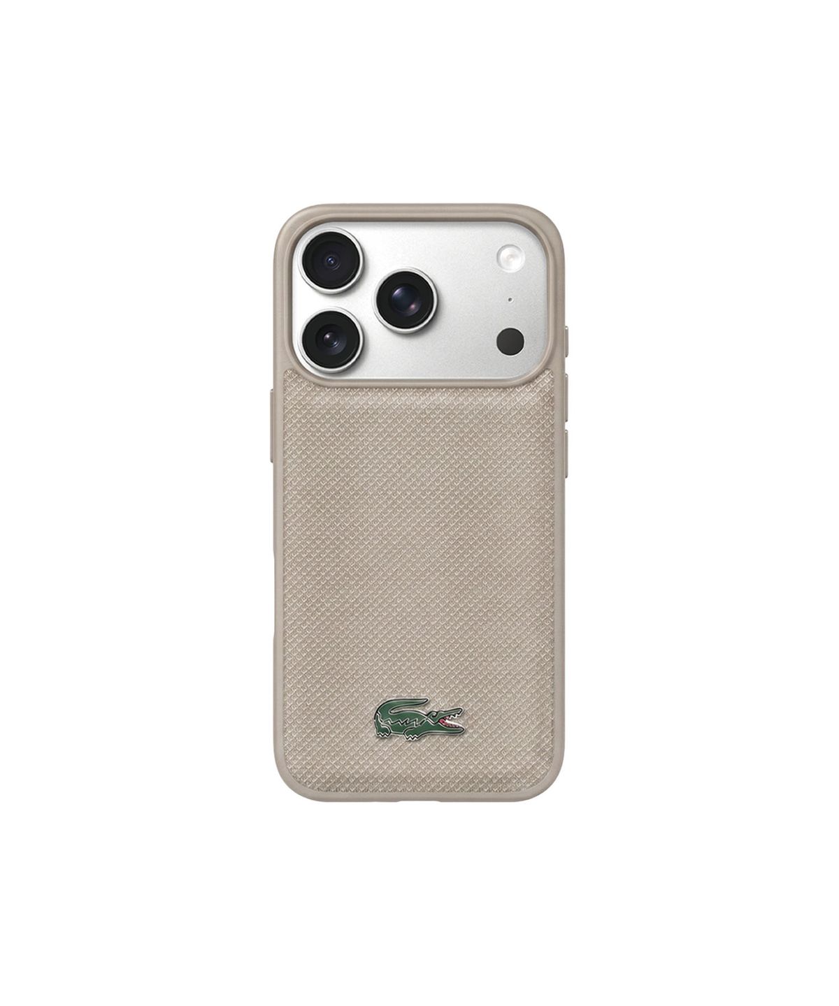 라코스테 케이스(LACOSTE CASE) 하드 아이코닉 페티피케 PU 래커 로고 맥세이프 케이스 베이지 아이폰 17 프로