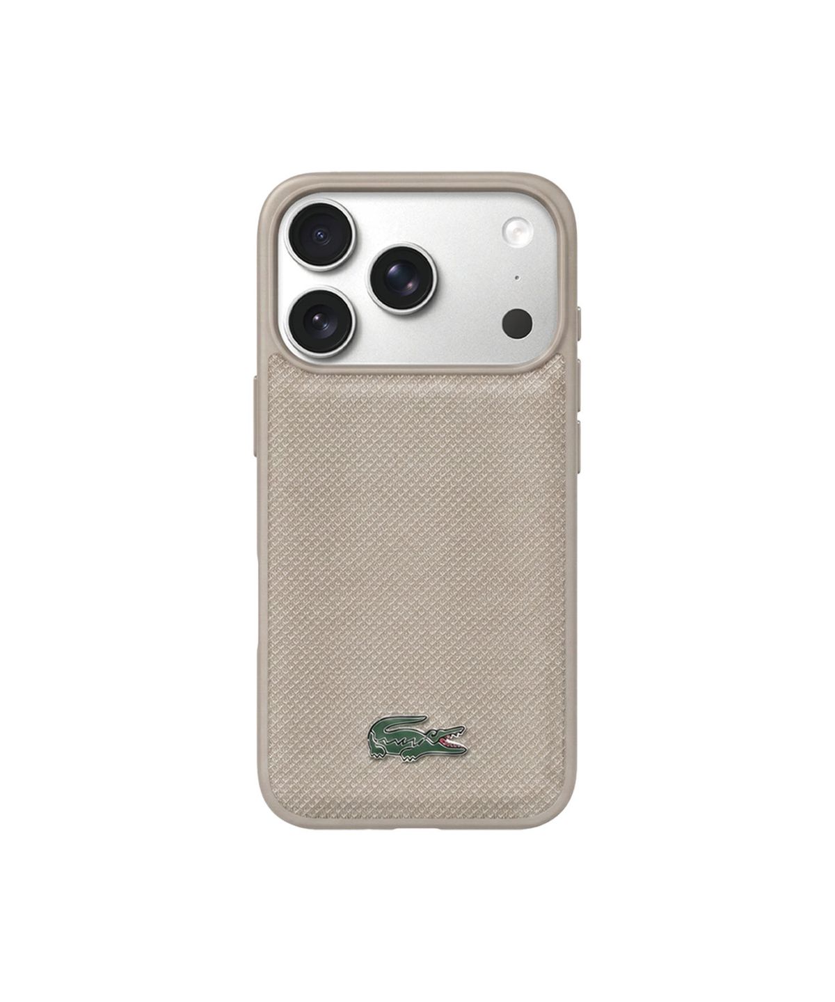 라코스테 케이스(LACOSTE CASE) 하드 아이코닉 페티피케 PU 래커 로고 맥세이프 케이스 베이지 아이폰 17 프로맥스