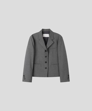 싱글 4버튼 숏 자켓 [그레이 스트라이프]